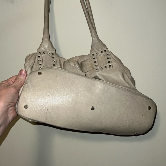 Roberta Gandolfi Tan Leather Studded Bow Purse Shoulder Bag Satchel Tote - Picture 4 of 8